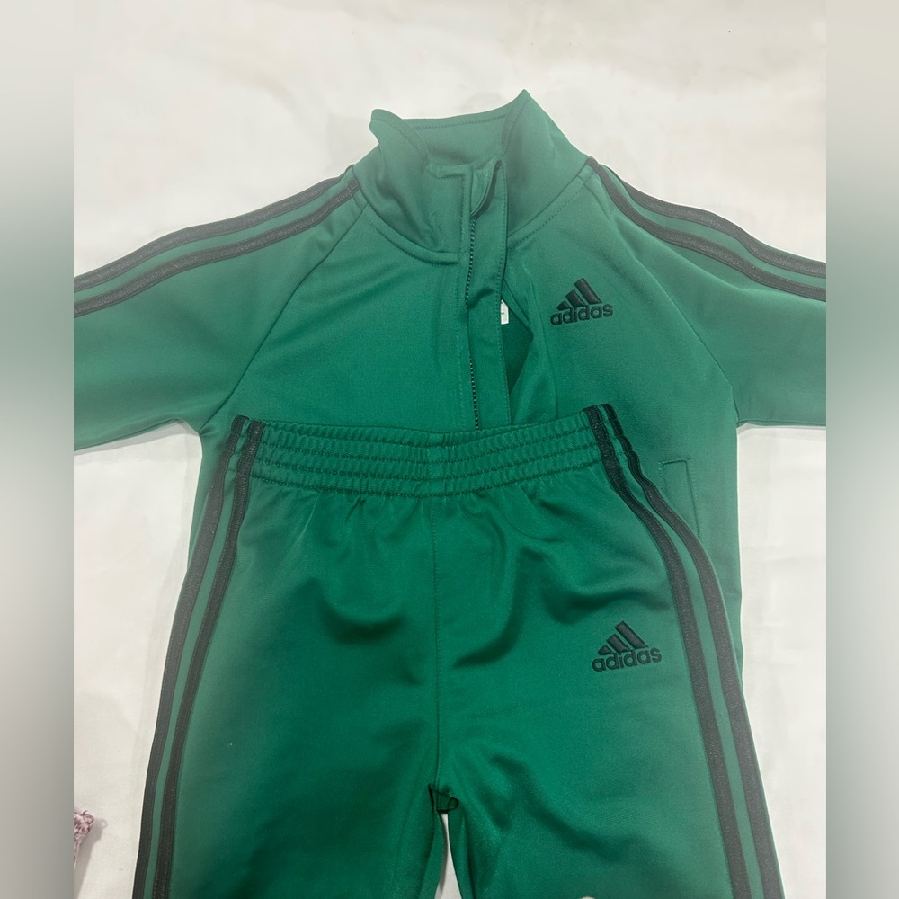adidas Kids Green and Black Rashguard Two-Piece Swim Set